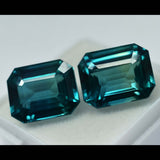 Certified natural sapphire gemstones, bluish-green, 17.24 ct