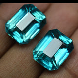 CERTIFIED 17.24 Ct Natural Sapphire Emerald Cut Bluish Green Loose Gemstone Pair