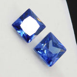 Certified loose gemstone pair, natural blue sapphires, square cut, 7x5 mm, 2.00 carats total.