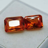 Natural Orange Sapphire 18.56 Ct Certified Emerald Cut Loose Stone Pair