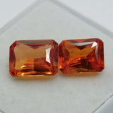Certified 18.56 Ct Natural Orange Sapphire Emerald Cut Loose Gemstone Pair