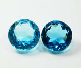 Natural Round Shape Aquamarine Gemstone Pair - 14.5 mm, Translucent Blue, GIR Certified