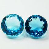 Natural Round Shape Aquamarine Gemstone Pair - 14.5 mm, Translucent Blue, GIR Certified