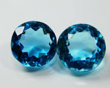 Certified A++ Aquamarine 16.58 Ct Round Shape Gemstone Pair - Blue Color, Excellent Cut