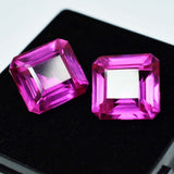 Loose gemstones certified 16.25 ct natural pink sapphire square cut pair