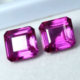 Certified pair 16.25 ct natural pink sapphire square cut loose gemstones