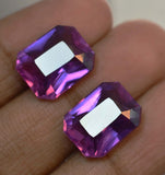 Natural TANZANITE Purple EMERALD Cut CERTIFIED 16.13 Ct Loose Gemstone Pair