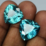 Bluish-green trillion cut natural grandidierite pair, 14.95 ct, certified.