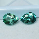 Natural grandidierite pair, pear cut, 17 ct total, bluish-green, certified.