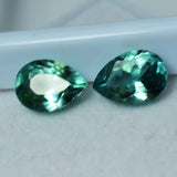 Bluish-green pear cut natural grandidierite pair, 17 ct, certified.