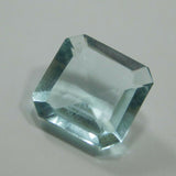 Certified Blue Square Aquamarine Gemstone 4.65 Ct Close-Up on White Background