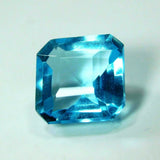Certified 8 Ct Aquamarine Square Cut Loose Gemstone on White Background Natural Heated