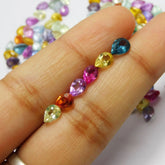 7x4 mm Mix Color Natural 6 Pcs Pear Cut Lot Sapphire CERTIFIED Loose Gemstone