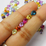 7x4 mm Mix Color Natural 6 Pcs Pear Cut Lot Sapphire CERTIFIED Loose Gemstone