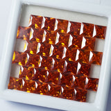 Loose Gemstone Lot – 9 Pcs Certified Natural Orange Sapphire Square Cut 5x5mm