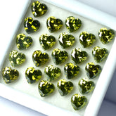 9 PCS Natural Green Sapphire Heart Cut Loose Gemstone CERTIFIED Lot 6x6 MM.