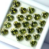 9 PCS Natural Green Sapphire Heart Cut Loose Gemstone CERTIFIED Lot 6x6 MM.