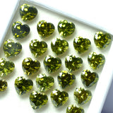 9 PCS Natural Green Sapphire Heart Cut Loose Gemstone CERTIFIED Lot 6x6 MM.