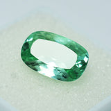 Natural grandidierite gemstone, 7.40 ct cushion shape bluish-green hue, certified.