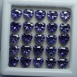 Certified purple sapphire lot – 6 pieces 6x6 mm natural heart cut stones