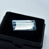 Certified 5.90ct light blue sapphire, baguette cut.