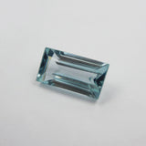 Natural Aquamarine Gemstone 13.10 Carat Baguette Cut Displayed on White Background Certified