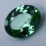 atural Montana sapphire gemstone, 17.25 ct oval cut bluish-green, certified.