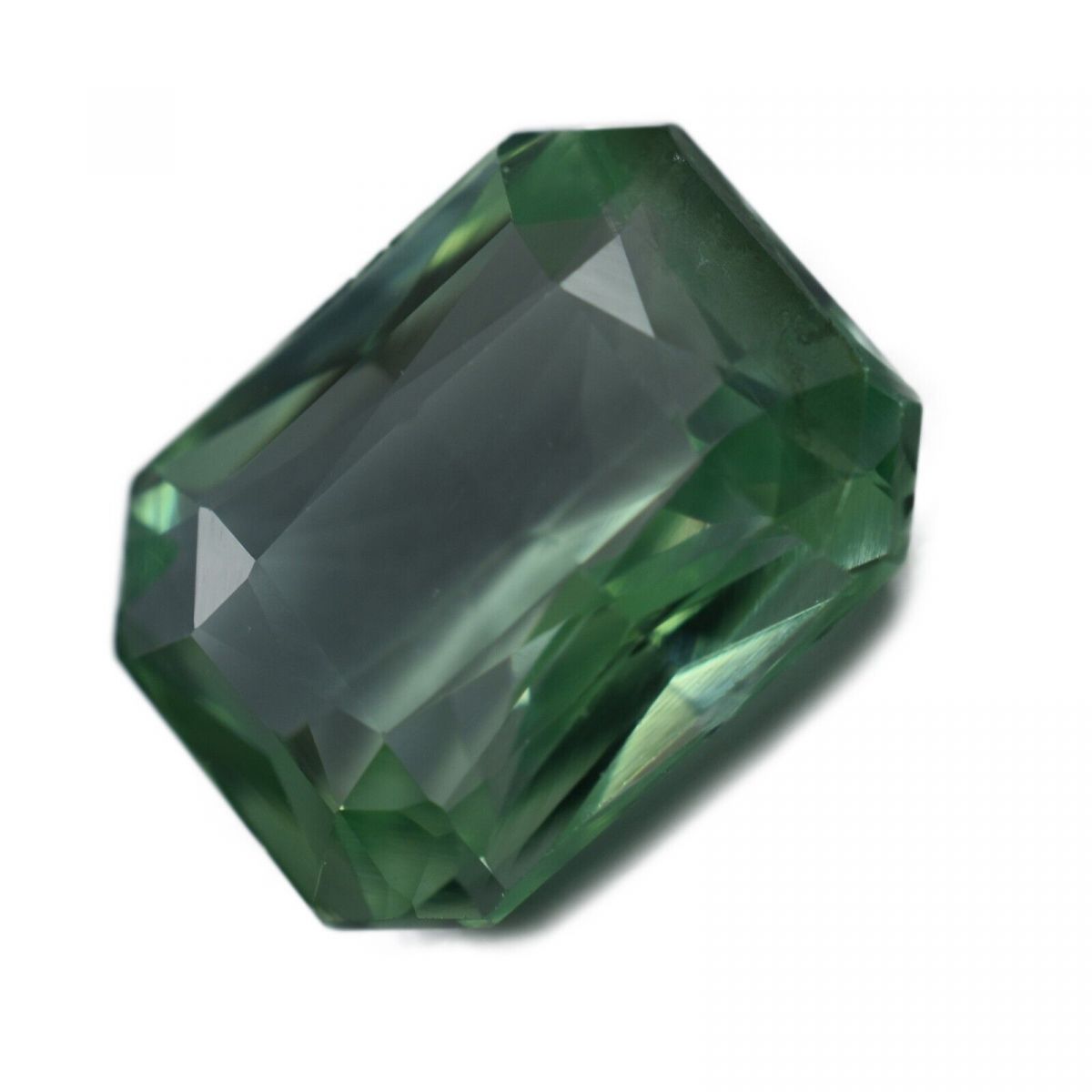 High-quality 9.40 ct emerald cut natural grandidierite, bluish-green, certified.