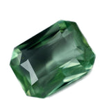 Natural grandidierite gemstone, 9.40 ct bluish-green emerald cut, certified.