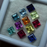 Square Cut 6 Pcs Natural Sapphire CERTIFIED 4x4 MM Mix Ceylon Lot Loose Gemstone