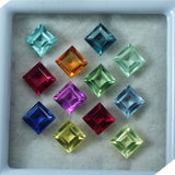 Square Cut 6 Pcs Natural Sapphire CERTIFIED 4x4 MM Mix Ceylon Lot Loose Gemstone