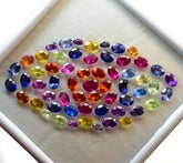 Sapphire 9 Pcs Natural Loose Gemstone CERTIFIED Mix Color Oval Cut Lot 5x3 m