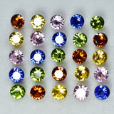 8 Pcs 5x5 MM Natural Sapphire Mix Color Round Lot CERTIFIED Gemstone