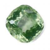 Certified square cushion cut grandidierite gemstone, bluish-green, 10.45 carats.