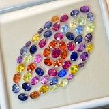 CERTIFIED 6 Pcs Natural Mix Color Sapphire Oval Cut 5x3 mm Loose Gemstone Lot