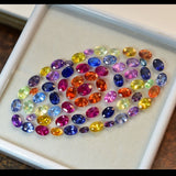 CERTIFIED 6 Pcs Natural Mix Color Sapphire Oval Cut 5x3 mm Loose Gemstone Lot