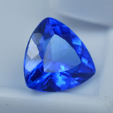 Loose trillion cut blue sapphire, 3.95 ct natural gemstone, certified quality.