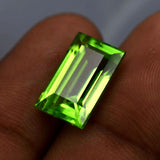 9.25 Carat Natural Peridot Baguette Cut – Certified Green Loose Gemstone