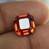 Loose Gemstone 6.20 Ct Certified Square Cut Natural Orange Sapphire