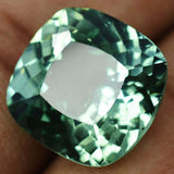 Loose square cushion cut grandidierite, 14.60 ct natural gemstone, bluish-green, certified quality.