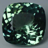 Certified loose gemstone, natural grandidierite, square cushion cut, bluish-green, 14.60 carats
