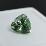Natural bluish-green brilliant grandidierite gemstone, certified trillion cut, 9.90 ct, loose stone.