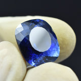 Handheld Natural Blue Tanzanite Cushion Cut Certified Loose Gemstone 13.20 Ct