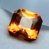 Brilliant Square Cut 8.11 Ct Certified Orange Sapphire Gem