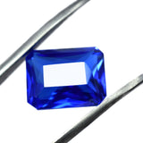 High-quality certified 6.20 carat Ceylon blue sapphire, natural emerald cut stone.