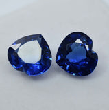 16.89 Ct Blue Tanzanite Heart Cut Certified Loose Gemstone Pair on White Background