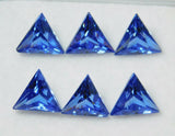 High-quality certified blue sapphire gemstones, 6 pieces, trillion shape, 5 mm.