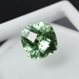 High-quality certified 7.90 carat natural grandidierite, bluish-green square cushion cut gemstone