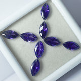 Loose Purple Tanzanite Marquise Gemstones in White Display Box – Natural 10x5mm Stones