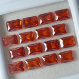 Loose Gemstone Lot – 15 Pcs 7x5mm Certified Orange Sapphire Emerald Cut